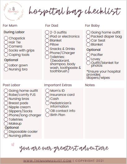 Hospital Bag Checklist Printable: What you ACTUALLY need - Jar Of