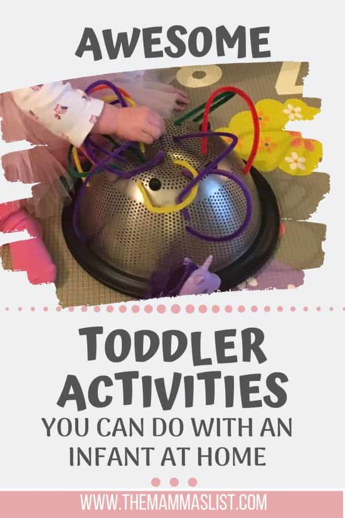 When you have a baby and a toddler at home you're probably looking for any activities that will keep your toddler occupied. Whether you're nursing or just trying to get things done at the house, these awesome toddler activities will help you with hours of fun for your little one!